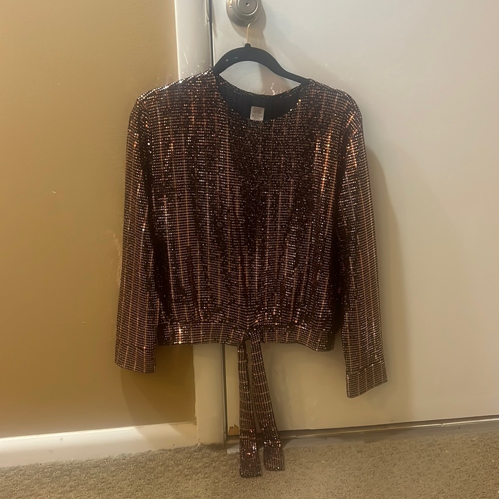 Rose Gold sequin size large women’s long sleeve top